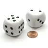 Dice>Pack of 2 Large 32mm Round Corner Opaque Dice - White with Black - Your Source for Gaming Essentials