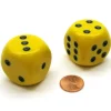 Dice>Pack of 2 Large 32mm Round Corner Opaque Dice - Yellow with Black - Your Source for Gaming Essentials