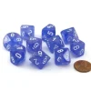 Dice>Pack of 10 Luminary Borealis 16mm D10 Dice - Purple with White Numbers - Your Source for Gaming Essentials