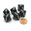 Dice>Pack of 6 Math Dice 8-Sided Fraction: 1/8 to 1 - Black with White - Your Source for Gaming Essentials