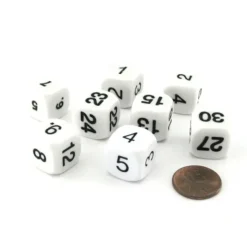 Dice>Pack of 8 Math Numbers 16mm Dice - White with Black Numbers - Your Source for Gaming Essentials