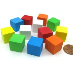 Dice>Pack of 12 16mm Blank Foam Dice Cubes with Square Corners - 2 Each of 6 Colors - Your Source for Gaming Essentials