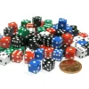 Dice>Pack of 100 8mm D6 Small Square-Edge Dice 20 of Each: Red White Blue Green Black - Your Source for Gaming Essentials