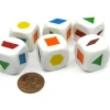 Dice>Pack of 6 20mm Educational Color Shapes Dice (Series 1) - White with Assorted - Your Source for Gaming Essentials