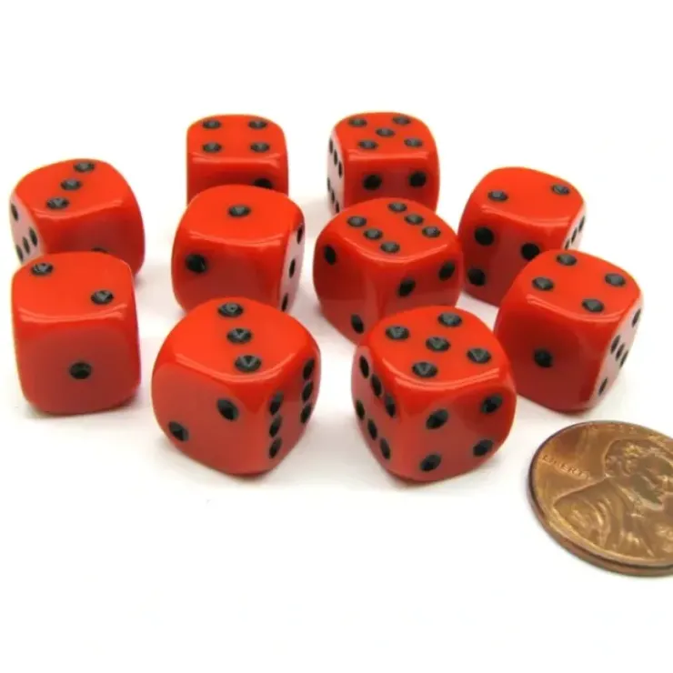 Dice>Pack of 10 12mm Round Edge Opaque Small Dice - Red with Black Pips - Your Source for Gaming Essentials