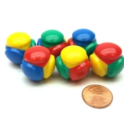 Dice>Pack of 6 20mm 4-Sided Color Dice Plastic Hollow Roller - Red Yellow Green Blue - Your Source for Gaming Essentials