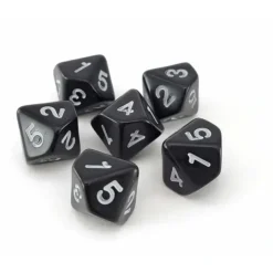 Dice>Pack of 6 20mm 10-Sided D5 Numbered 1 to 5 Twice Dice - Black with White - Your Source for Gaming Essentials