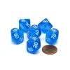 Dice>Pack of 6 Tens D10 10-Sided Transparent Dice - Blue with White Numbers - Your Source for Gaming Essentials