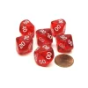 Dice>Pack of 6 Tens D10 10-Sided Transparent Dice - Red with White Numbers - Your Source for Gaming Essentials