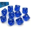 Dice>Pack of 10 Translucent Chessex 10-Sided D10 Dice - Blue with White Numbers - Your Source for Gaming Essentials