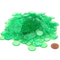 Board Games>Pack of 250 Transparent Green Extra Thick 3/4" 19mm Sorting Chips - Your Source for Gaming Essentials
