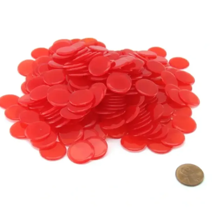 Board Games>Pack of 250 Transparent Red Extra Thick 3/4" 19mm Sorting Chips - Your Source for Gaming Essentials