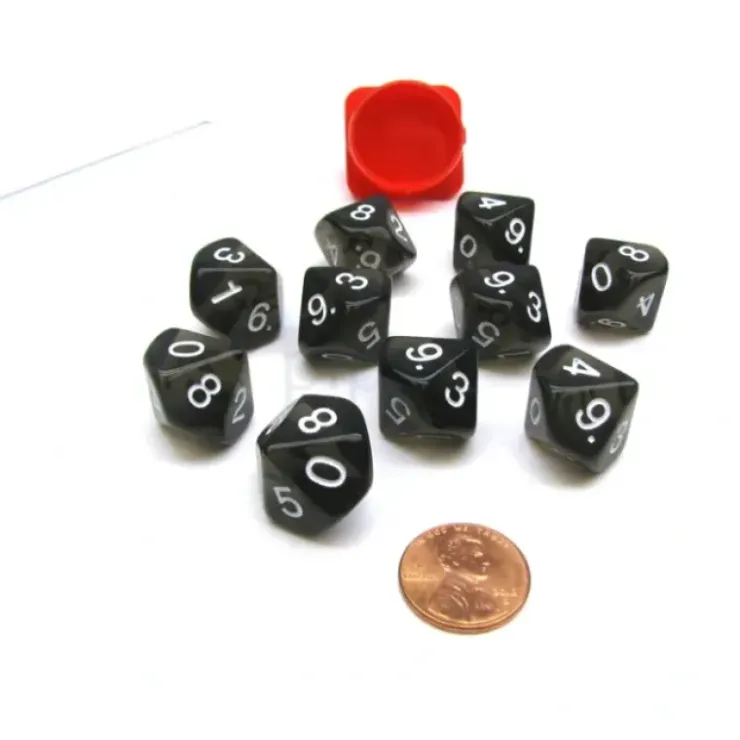 Dice>Pack of 10 Transparent 10 Sided D10 16mm Dice - Smoke - Your Source for Gaming Essentials