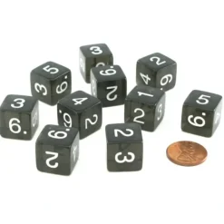Dice>Pack of 10 Transparent 6-Sided D6 16mm Numbered Dice - Smoke - Your Source for Gaming Essentials