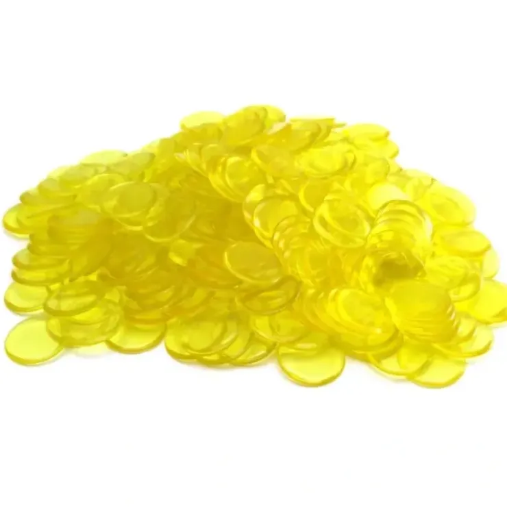Board Games>Pack of 250 Transparent Yellow Extra Thick 3/4" 19mm Sorting Chips - Your Source for Gaming Essentials