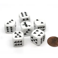 Dice>Pack of 6 Witch Halloween Themed 16mm Dice - White with Black Etches - Your Source for Gaming Essentials