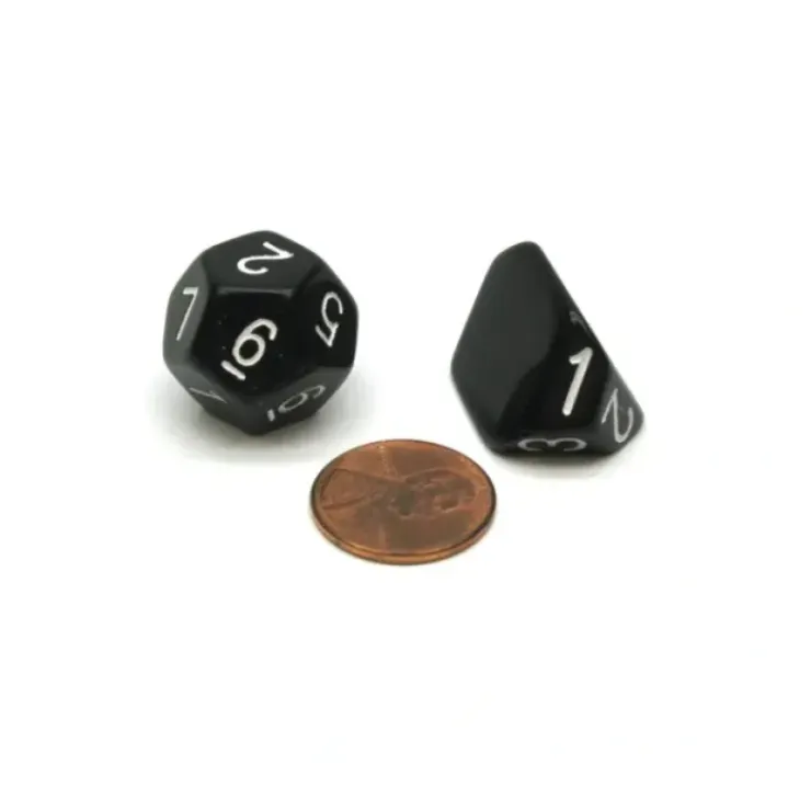 Dice>Pair of Recast 2d6 The Dice Lab Dice (1 D3 & 1 D12) - Black with White Numbers - Your Source for Gaming Essentials