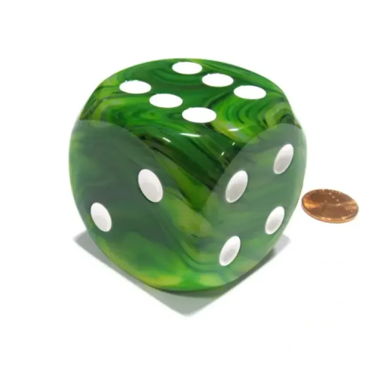 Dice>Phantom 50mm Huge Large D6 Chessex Dice, 1 Piece - Green with White Pips - Your Source for Gaming Essentials
