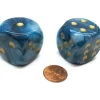 Dice>Phantom 30mm Large D6 Chessex Dice, 2 Pieces - Teal with Gold Pips - Your Source for Gaming Essentials
