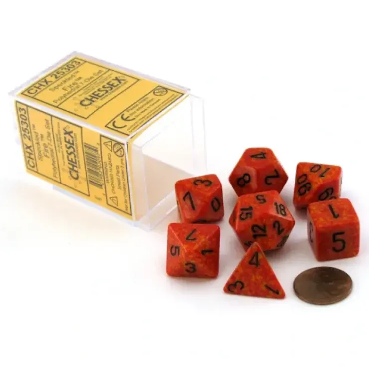 Dice>Polyhedral 7-Die Chessex Dice Set - Speckled Fire - Your Source for Gaming Essentials