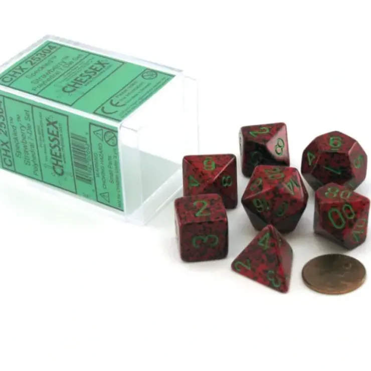 Dice>Polyhedral 7-Die Chessex Dice Set - Speckled Strawberry - Your Source for Gaming Essentials