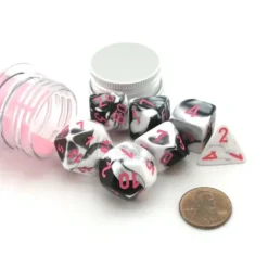 Dice>Polyhedral 7-Die Chessex Lab Dice 4 Set - Gemini Black-White with Pink Numbers - Your Source for Gaming Essentials