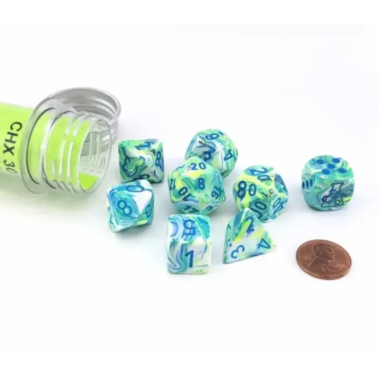 Dice>Polyhedral 7-Die Chessex Lab Dice 5 Set - Festive Garden with Blue - Your Source for Gaming Essentials