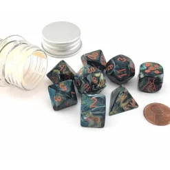 Dice>Polyhedral 7-Die Chessex Lab Dice 5 Set - Lustrous Alpestris with Orange - Your Source for Gaming Essentials