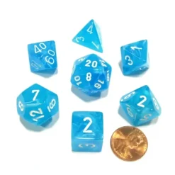 Dice>Polyhedral 7-Die Cirrus Chessex Dice Set - Light Blue with White Numbers - Your Source for Gaming Essentials