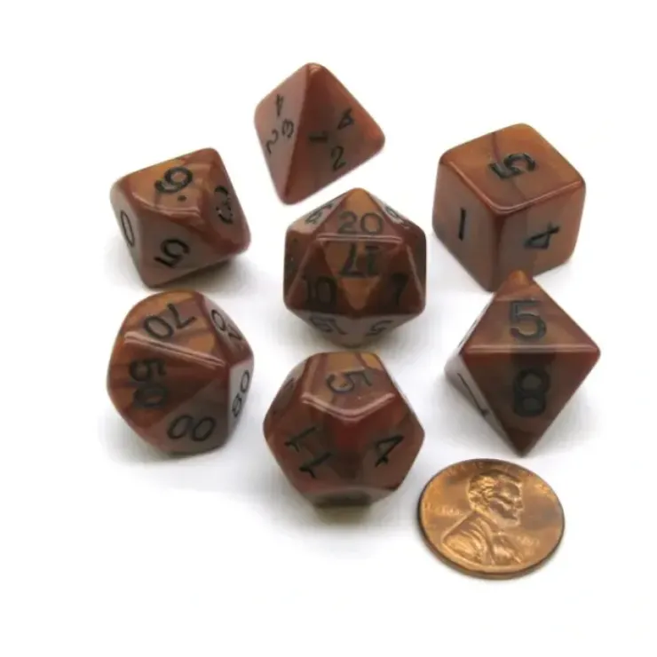 Dice>Polyhedral 7-Die Dice Set-Olympic Pearlized Bronze w/ Black Numbers - Your Source for Gaming Essentials