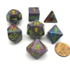 Dice>Polyhedral 7-Die Festive Chessex Dice Set - Mosaic with Yellow Numbers - Your Source for Gaming Essentials
