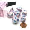 Dice>Polyhedral 7-Die Festive Chessex Dice Set - Pop Art with Blue Numbers - Your Source for Gaming Essentials