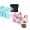 Dice>Polyhedral 7-Die Festive Chessex Dice Set - Pop Art with Red Numbers - Your Source for Gaming Essentials