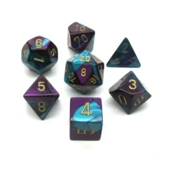 Dice>Polyhedral 7-Die Gemini Chessex Dice Set - Purple-Teal with Gold Numbers - Your Source for Gaming Essentials