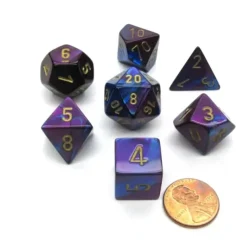 Dice>Polyhedral 7-Die Gemini Chessex Dice Set - Blue-Purple with Gold Numbers - Your Source for Gaming Essentials