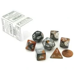 Dice>Polyhedral 7-Die Gemini Chessex Dice Set - Copper-Steel with White Numbers - Your Source for Gaming Essentials