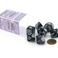 Dice>Polyhedral 7-Die Gemini Chessex Dice Set - Purple-Steel with White Numbers - Your Source for Gaming Essentials