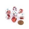 Dice>Polyhedral 7-Die Gemini Chessex Lab Dice 3 Set - Red-White with Blue Numbers - Your Source for Gaming Essentials