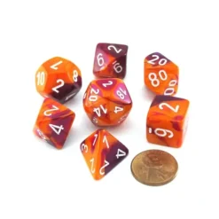 Dice>Polyhedral 7-Die Gemini Lab Dice 3 Set with Black Light Reactive - Orange-Purple - Your Source for Gaming Essentials