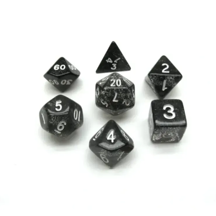 Dice>Polyhedral 7-Die Glitter Dice Set - Black - Your Source for Gaming Essentials