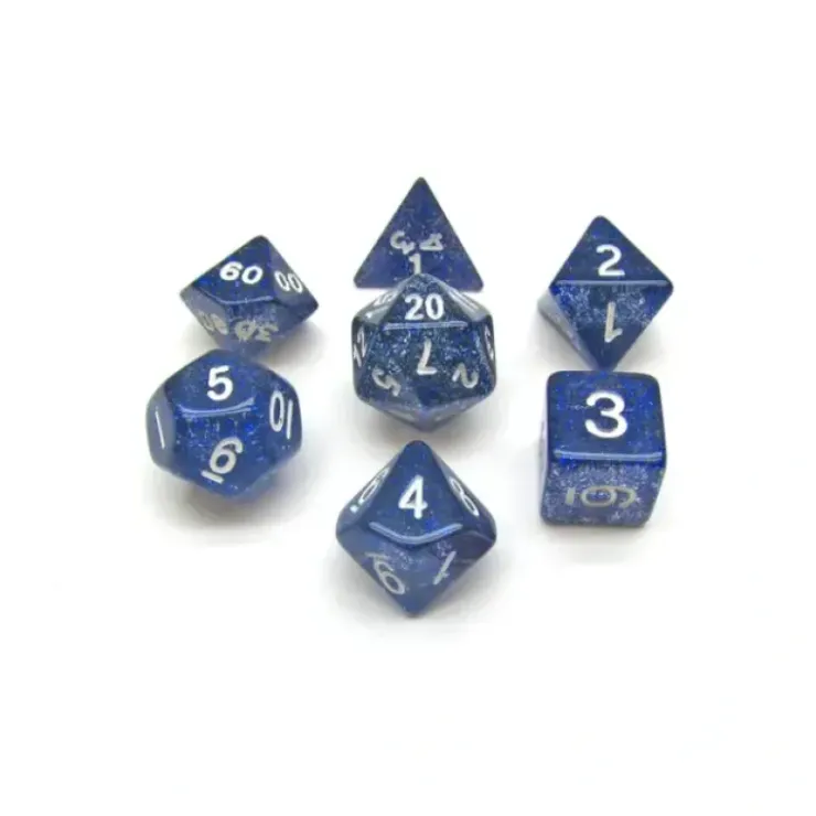 Dice>Polyhedral 7-Die Glitter Dice Set - Blue - Your Source for Gaming Essentials