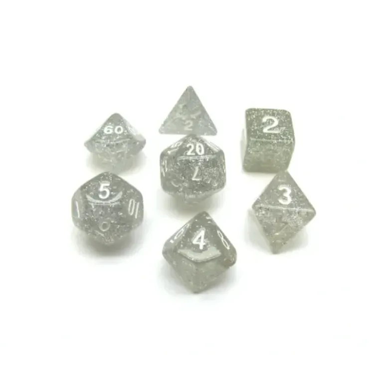 Dice>Polyhedral 7-Die Glitter Dice Set - Clear - Your Source for Gaming Essentials
