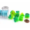 Dice>Polyhedral 7-Die Luminary Lab Dice 5 Set - Gemini Plasma Green-Teal with Orange - Your Source for Gaming Essentials