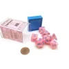 Dice>Polyhedral 7-Die Lustrous Lab Dice Chessex Dice Set - Pink with Blue Numbers - Your Source for Gaming Essentials