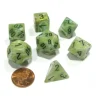 Dice>Polyhedral 7-Die Marble Chessex Dice Set - Green with Dark Green Numbers - Your Source for Gaming Essentials