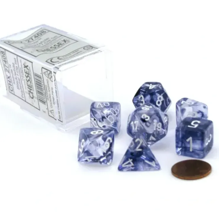 Dice>Polyhedral 7-Die Nebula Chessex Dice Set - Black with White Numbers - Your Source for Gaming Essentials