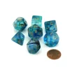 Dice>Polyhedral 7-Die Nebula Lab Dice 2 Chessex Dice with Luminary- Oceanic with Gold - Your Source for Gaming Essentials