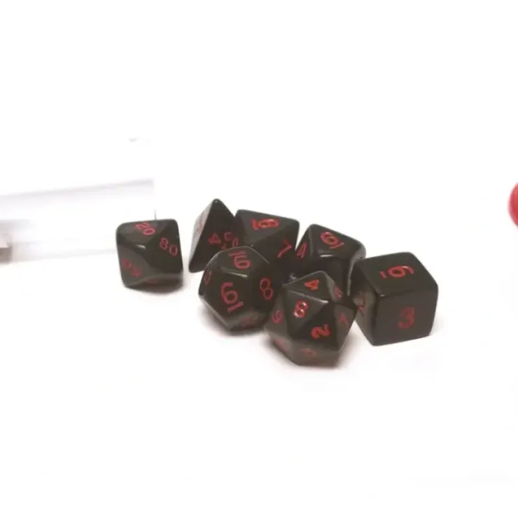 Dice>Polyhedral 7-Die Opaque Dice Set - Black with Red Numbers - Your Source for Gaming Essentials