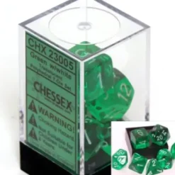 Dice>Polyhedral 7-Die Translucent Chessex Dice Set - Green - Your Source for Gaming Essentials