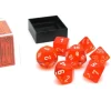 Dice>Polyhedral 7-Die Translucent Chessex Dice Set - Orange with White Numbers - Your Source for Gaming Essentials